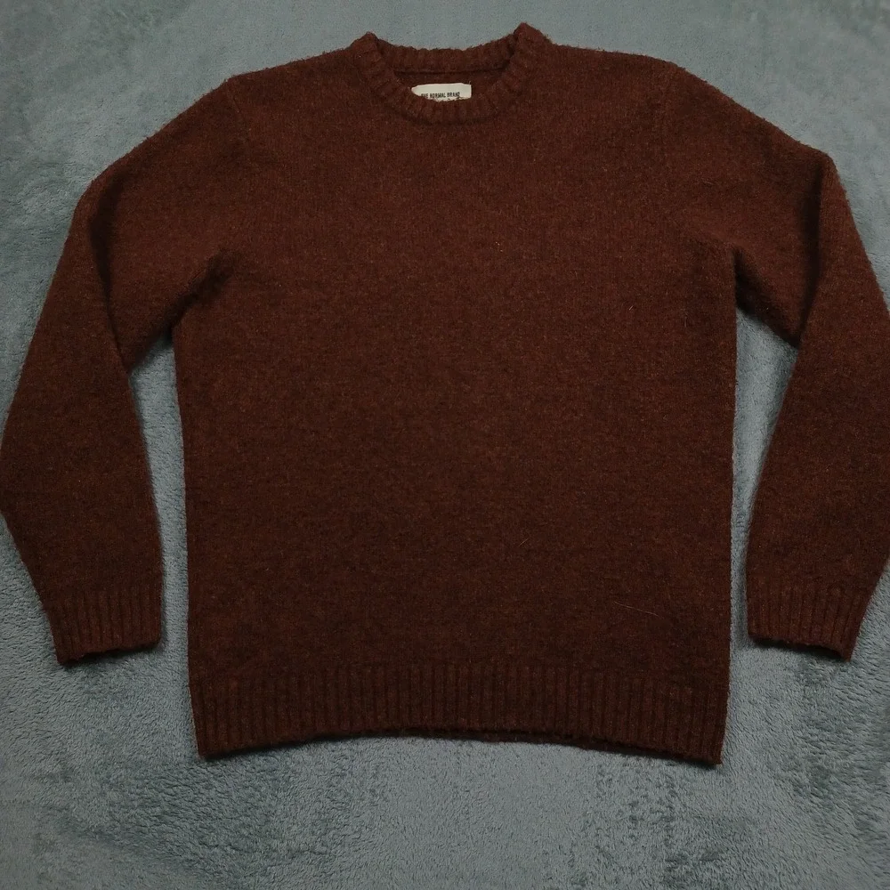 Normal Brand Sweater Mens Medium Brown Crew Neck Pullover Wool Blend‎